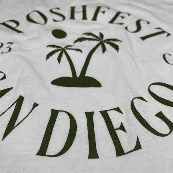 Poshmark Poshfest San Diego Tee Tshirt White Olive Green Lettering Swag 3X New - Picture 4 of 12